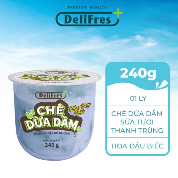 Chè Dừa Dầm Delifres+ Hoa Đậu Biếc | 240g