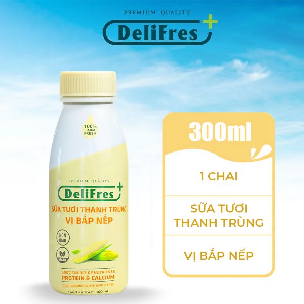 Sữa Tươi Thanh Trùng Vị Bắp Nếp DeliFres+ | 300ml