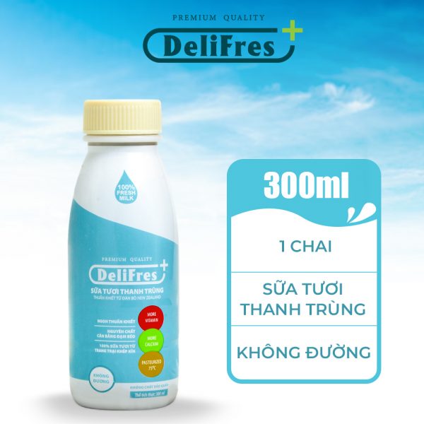 Sữa Tươi Thanh Trùng DeliFres+ Không Đường | 300ml