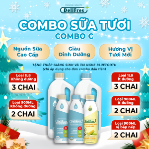 [COMBO SỮA TƯƠI] Combo C - Sữa tươi thanh trùng DeliFres+ không đường / ít đường / vị bắp nếp | 1L8 & 900ML